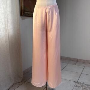 Silk Satin Wide Leg Pants Blush Pink Vintage Lingerie Fairycore M